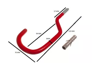 Roter Wandhaken Fahrrad Elefant Aufbewahrung Aufhänger mit Rawl Plugs mit Packgröße 6 - Bild 1 von 1