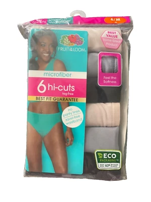 Fruit of the Loom Microfiber 6 Hi-Cuts Panty size 6/M - Image 1 of 3