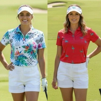 NWOT Women’s YATTA Golf Lightweight Polo Flamingo Tropical Shirt Lot Size XL - Image 1 of 4