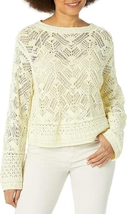 Women's Vince Yellow Lace Patchwork Pullover Sweater Size XXS - Picture 1 of 6