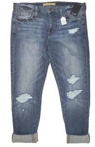 JOE'S JEANS Womens 28 CROP CUFF JEANS Destroyed Brexley 29" Inseam Med Wash NWT - Picture 1 of 4