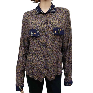 Vintage 90's Marsha Brander for COMPONIX Abstract Floral Top Made in USA 10 - Picture 1 of 12
