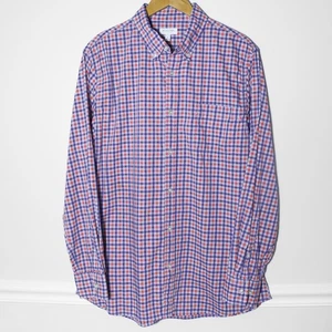 Mens Sonoma Button Down Shirt Blue Orange Gingham Check Casual Long Sleeve L - Picture 1 of 6