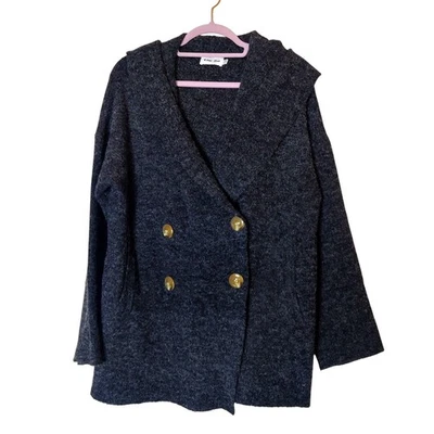 Cárdigan Chaqueta Line and Dot Gris De Gran Tamaño Doble Pecho Con Capucha XS Tejido Suave Foto 1 de 4