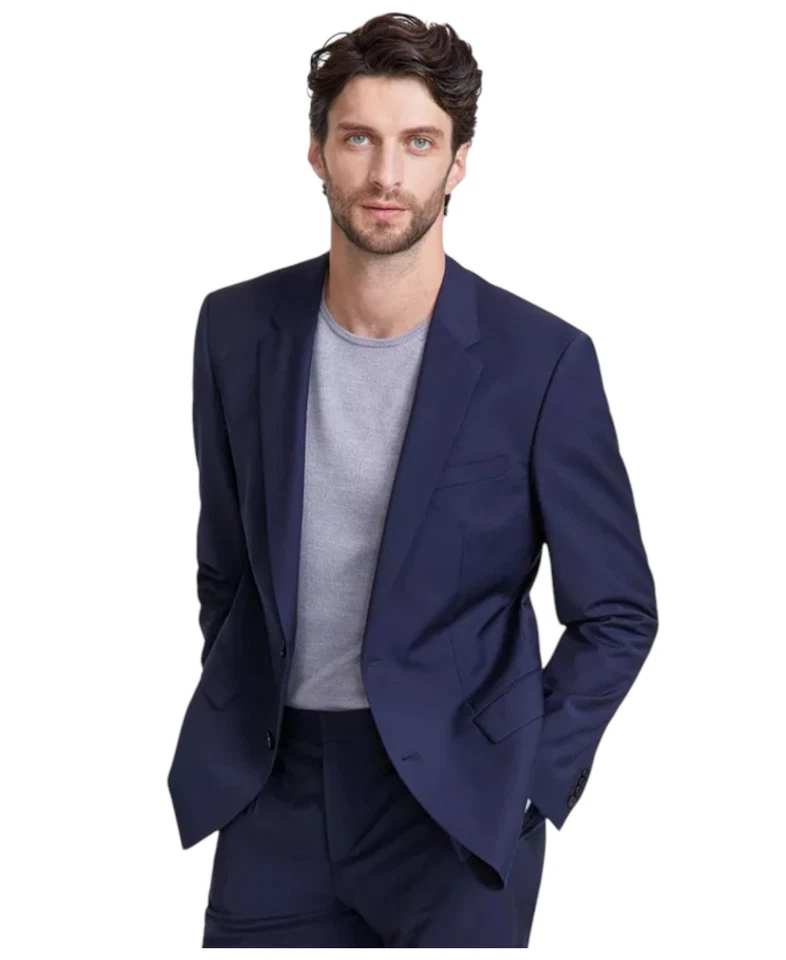Hugo Boss Para Hombres Traje Ajustado Chaqueta Blazer 42 L Azul Marino Sólido Elástico Foto 1 de 1
