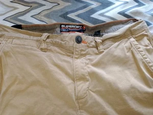 Superdry Herren Slim Chino Shorts W32 Sandfarben Reißverschluss Hosenschlitztaschen Canvas Material - Bild 1 von 9