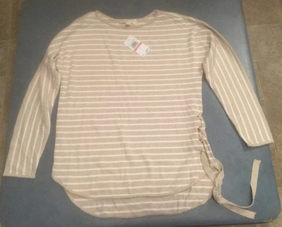Suéter Michael Kors Para Mujer Pequeño Tostado y Blanco Corbatas En El Lateral $98 NUEVO Foto 1 de 4