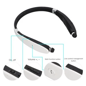 (White) Neckband Headphones Stereo Neckband Earbuds - Afbeelding 1 van 12