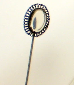 Estate Antique Rare Vintage Sterling Silver Moonstone Gracefull Hat Stick Pin - Picture 1 of 4