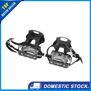Universal Bicycle Bike Pedals 9/16" Spindle Platform with Toe Clips Pack of 2 - Picture 1 of 8