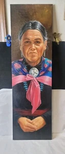 Janet Weaver Original Oil On Canvas 36"×11 Navajo Woman - Picture 1 of 6