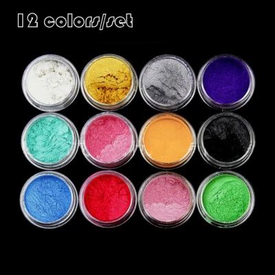 12 Box Natural Mica Pigment Powder Fit Soap Cosmetics Resin Nail Colorant Dye AU - Image 1 of 4