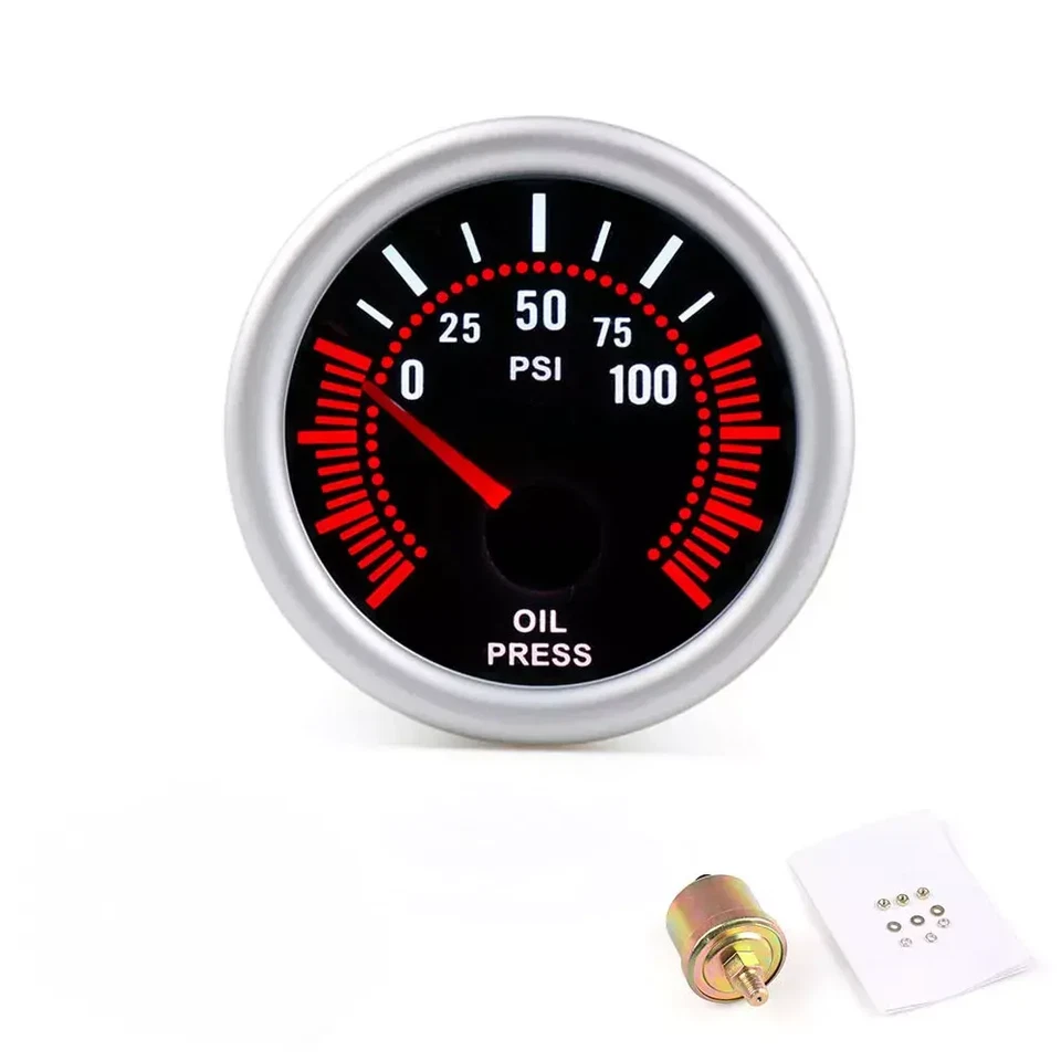 Puntero LED blanco de 2" 52 mm medidor de presión medidor de presión + sensor cara de humo Foto 1 de 4