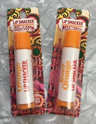 Lip Smacker 1980's Sour Orange Lip Gloss  .14 Ounce Tube LOT OF 2  CARDED - Image 1 of 2