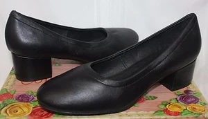 Jeffrey Campbell Bitsie Block Heel Pump Shoes Black Leather New With Box! - Picture 1 of 5