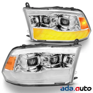LED DRL+Dual Projector Chrome Headlights For 2009-2018 Dodge Ram 1500/2500/3500 - Picture 1 of 4