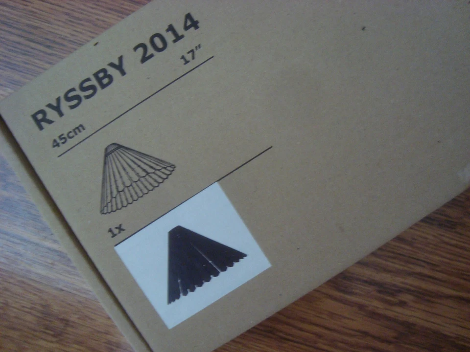 Ikea RYSSBY Lamp SHADE 17" Unique Wooden Oriental Lamp Black Red Tan Natural - Image 1 of 1