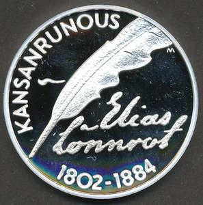 Finland 2002 10 Euro Silver Coin - Elias Lönnrot Lonnrot - Kalevala Epos - Proof - Picture 1 of 3