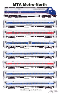 Póster MTA Metro-North Commuter Train 11""x17"" firmado por Andy Fletcher - Imagen 1 de 1