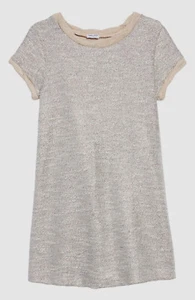 $158 Splendid Girl's Gray Metallic Twisted Neck Short Sleeve Dress Size 12 - Picture 1 of 2