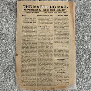 Original Boer War Mafeking Mail Siege Slip Newspaper 1900 Document Baden-Powell 