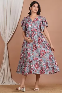 Maternity Dress Hospital Gown Cotton Nursing Breastfeeding Gown Pregnancy Wear - Picture 1 of 7