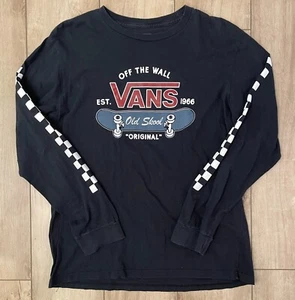 Vans Off The Wall-Long Sleeve T Shirt-Youth XL (14+ )-Original-Old Skool-Black - Picture 1 of 8