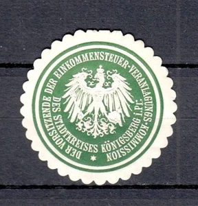 424013/ Siegelmarke – D. Vorsitz. d. Einkommenst. Veranlags. Kommiss. Königsberg - Picture 1 of 1