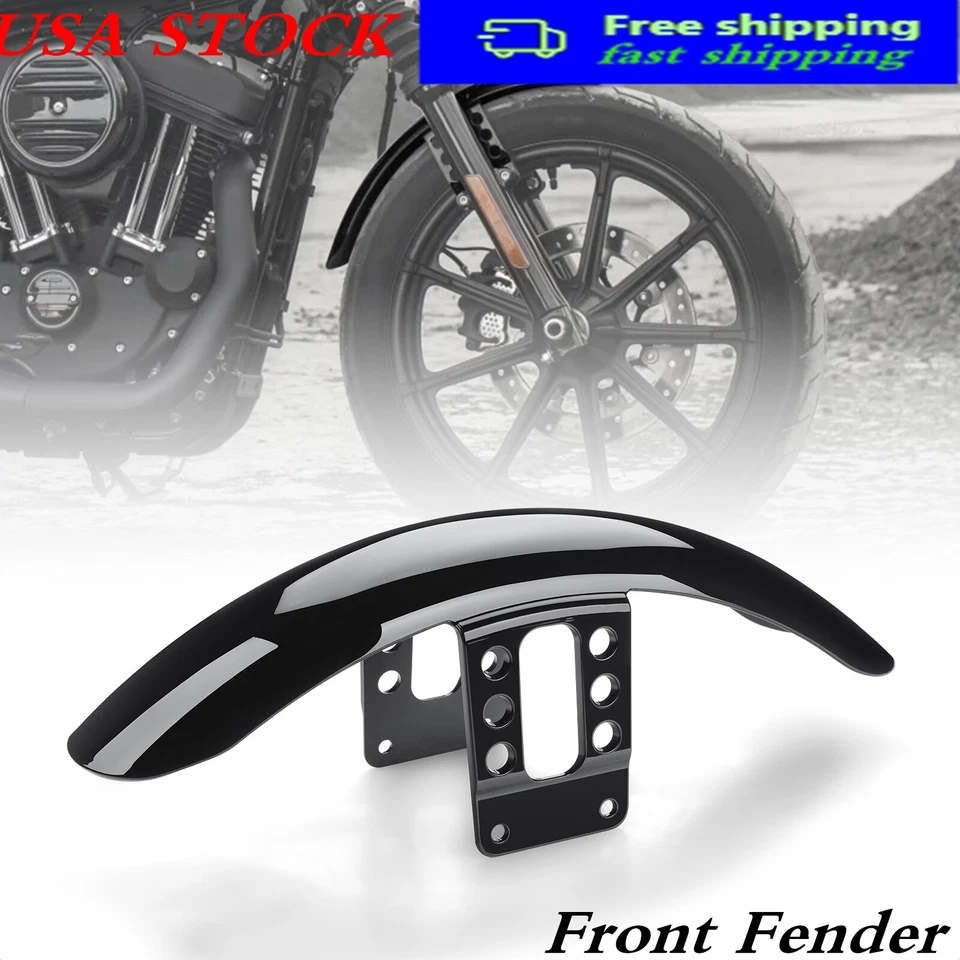 19" 21" Wheel Vivid Black Front Fender Fit For Harley Sportster 1200 883 XL1200 Foto 1 de 4