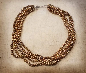 Silpada Copper Freshwater Pearl Multi Strand Necklace Sterling Silver - Picture 1 of 4