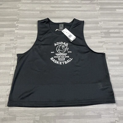 adidas Hoop As One Womens Size Large Black HZ9920 Basketball Jersey Mesh Top $30 - Image 1 of 4