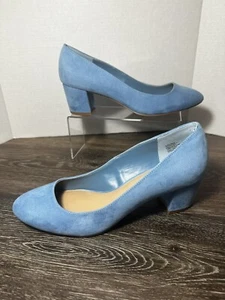 JustFab JF Shoes Womens Size 10 Caroline Pumps Block Heel Pastel Blue Summer - Picture 1 of 12