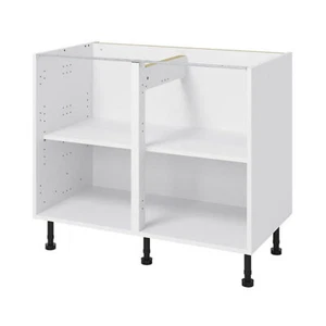 GoodHome Caraway 1000mm White Kitchen Base Unit Adjustable Legs Storage Cabinet - Picture 1 of 11