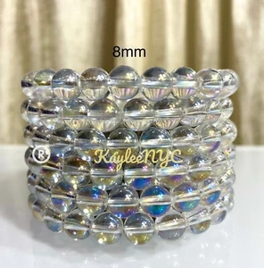Bracciale Elastico Ingrosso 6 Pezzi Angelo Aura Quarzo 8mm 7,5” Cristallo - Foto 1 di 4