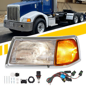 Headlight & Corner Light For Peterbilt 375 385 w/Wire Harness & Bulb Driver Side