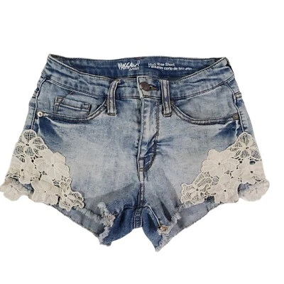 Pantalones Cortos Mossimo Denim Hi Rise Juniors Bolsillos Elastizados Azul Talla 0/25 Foto 1 de 4