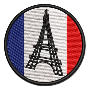 Eiffel Tower Paris France Doodle Multi-Color Embroidered Iron-On Patch Applique - Picture 1 of 5