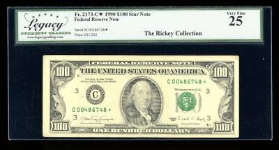 DBR 1990 $100 FRN STAR Philadelphia Fr. 2173-C* Legacy 25 Serial C00486748* - Image 1 of 2