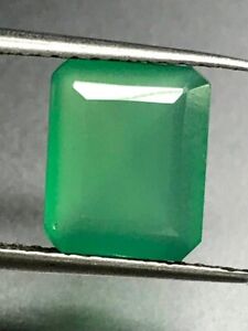 2.99Ct 10.2x8.3x4.1mm 100% natural green agate gemstone, emerald cut