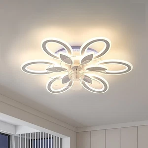 LED Ceiling Fan Light Dimmable Living Room Chandelier Lamp w/ APP Remote Control - Picture 1 of 93