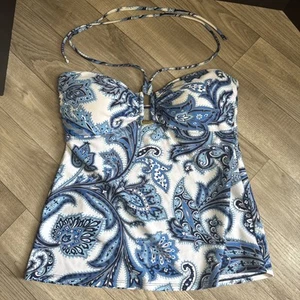 Lauren Ralph Lauren Women's Tankini Swim Top Sz 12 PADDED Paisley Strapless READ - Picture 1 of 10