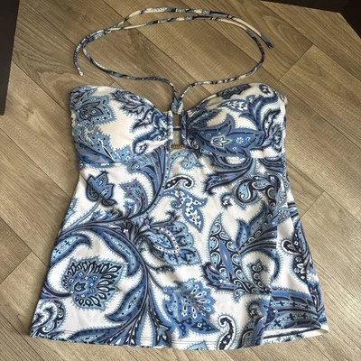 Lauren Ralph Lauren Women's Tankini Swim Top Sz 12 PADDED Paisley Strapless READ - Image 1 of 4