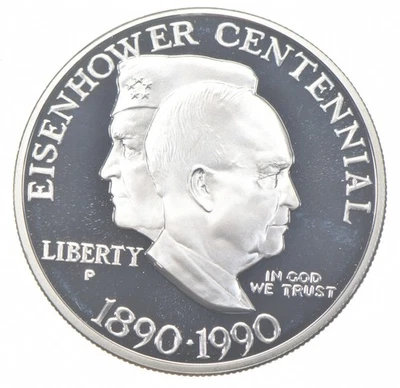 1990-P Proof Eisenhower Commemorative Silver Dollar $1 *9942 - Image 1 of 3