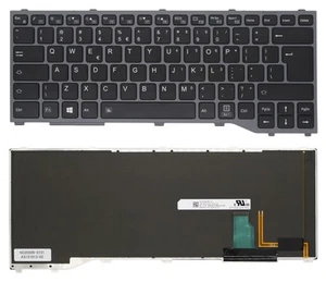 Black US-Intl Backlit Keyboard Gray Frame For Fujitsu Lifebook T937 T938 T939 - Afbeelding 1 van 3