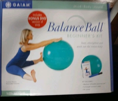 Gaiam Nuevo en Caja Bola de Equilibrio Medio Kit para Principiantes Bola Talla 65 Cm Verde Bomba y DVD Foto 1 de 4