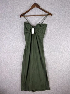 Miami by Francesca’s Midikleid Damen Large olivgrün gerippt Schlitz Neckholder Neu mit Etikett - Bild 1 von 10