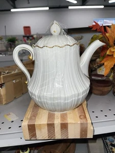 Giraud Limoges WHITE CORAIL Tea Pot 8” - Picture 1 of 4