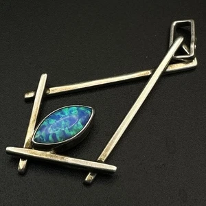 Modernist Opal Anhänger Abstrakt 925 Silber CJ Designer Vintage pendant - Bild 1 von 6