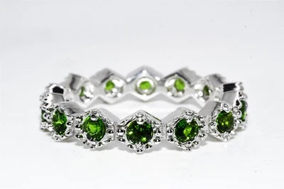 600 .925 美元纯银 2.70 克拉天然圆形切割镀铬透视永恒戒指 — 第 1/4 张图片