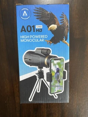 AYRAVIIO 12×60 Monocular Telescope with Smartphone Holder & Tripod New - Image 1 of 4
